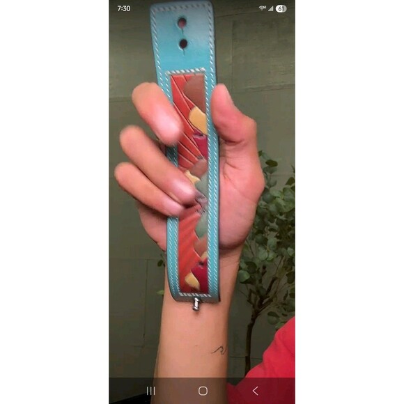 Justin Genuine Leather Western Cuff Bracelet Multicolor NWT - Picture 2 of 3